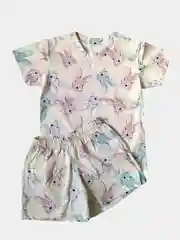 Желтый детский домашний костюм-пижама с шортами для девочки