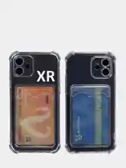 Белый чехол с карманом для карт iPhone XR, 11, 12, Хs, X прозрачный силикон