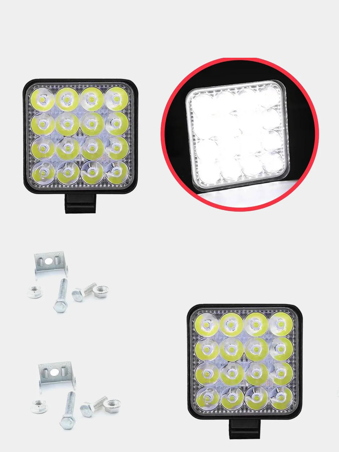 Черный линзованная вспышка ФСО LED, Стробоскоп для авто, светодиодная лампа 11х11 см (1 - 4 шт)