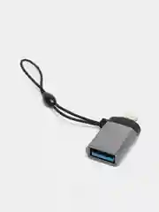 Тёмно-серый адаптер-переходник с USB  на lightning Apple