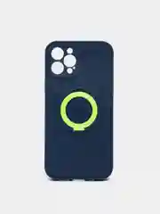 Синий чехол для iPhone 12 Pro противоударный, с подставкой под магнитный держатель