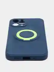 Синий чехол для iPhone 12 Pro противоударный, с подставкой под магнитный держатель
