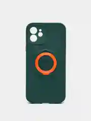 Зеленый чехол для iPhone 12 противоударный, с подставкой под магнитный держатель
