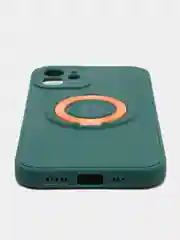 Зеленый чехол для iPhone 12 противоударный, с подставкой под магнитный держатель