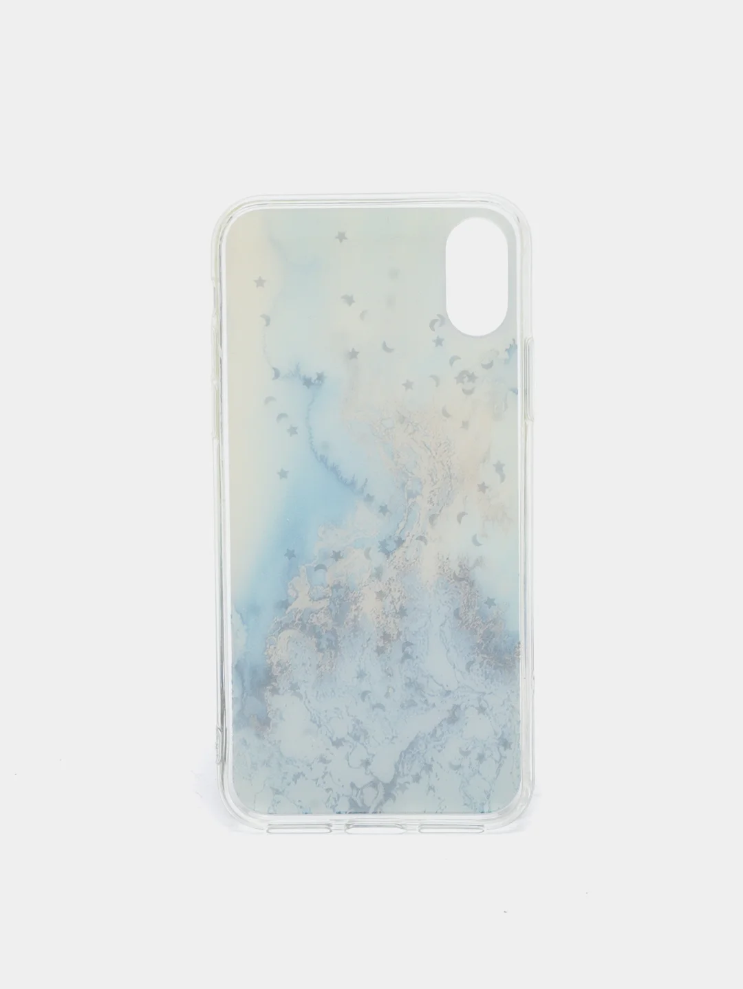 Голубой чехол для Iphone X / Xs с принтом мрамор