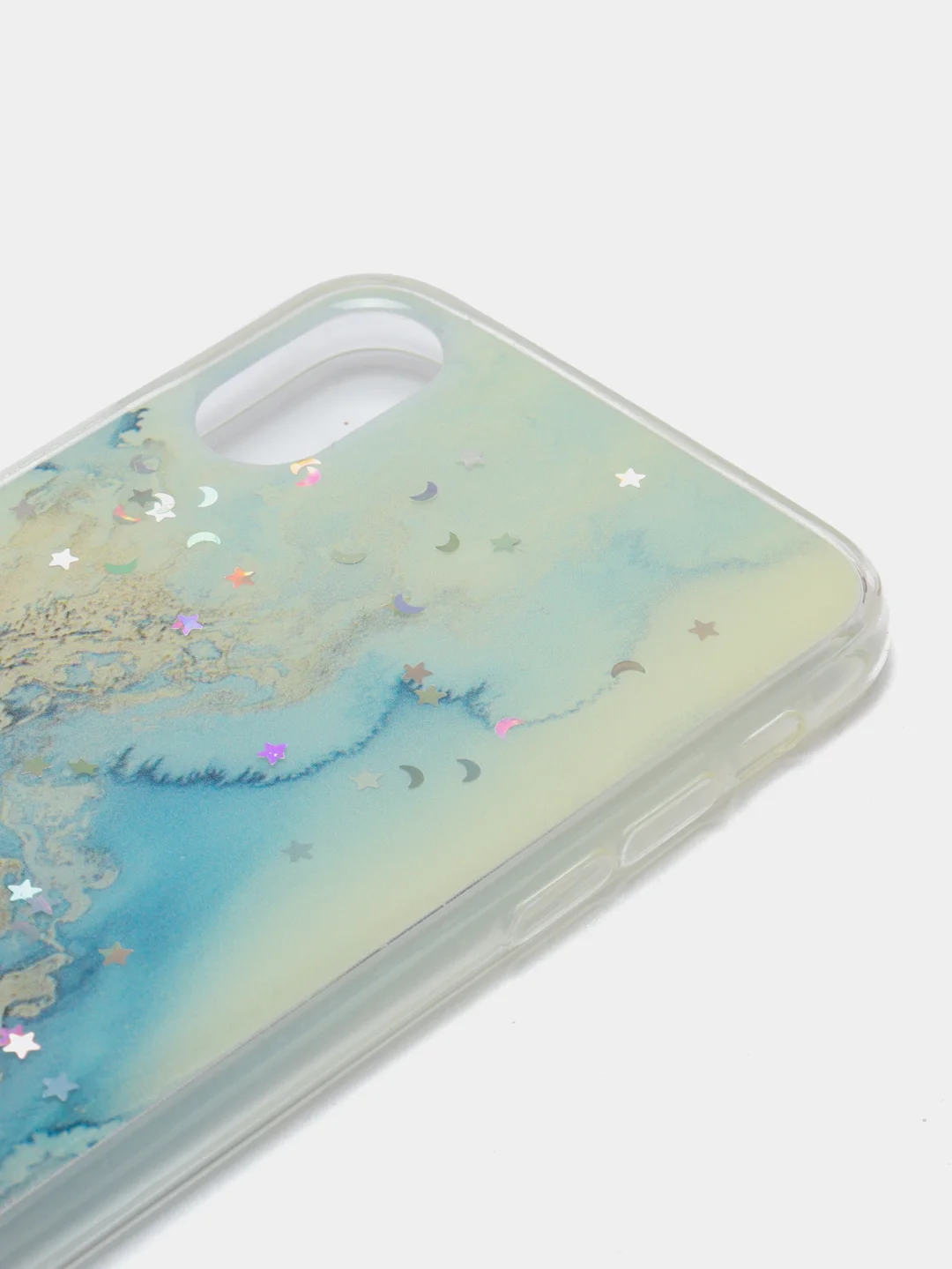 Голубой чехол для Iphone X / Xs с принтом мрамор