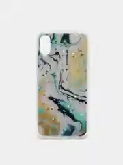 Желтый чехол для Iphone X / Xs с принтом мрамор