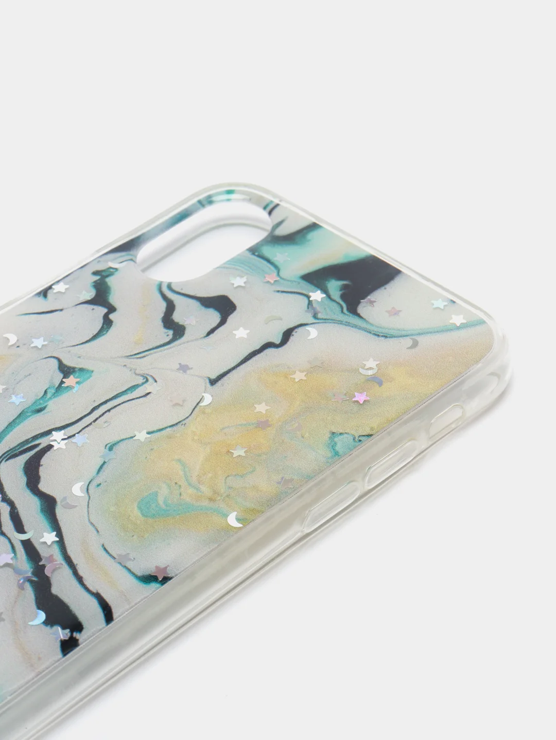 Желтый чехол для Iphone X / Xs с принтом мрамор
