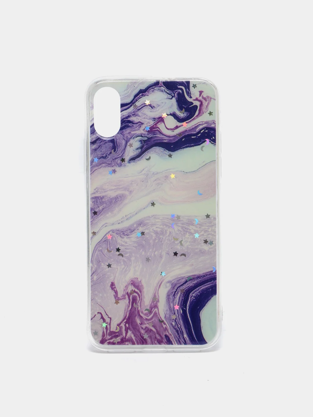 Фиолетовый чехол для Iphone X / Xs с принтом мрамор