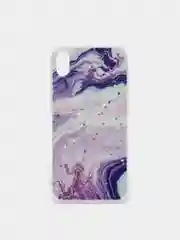 Фиолетовый чехол для Iphone Xr, 10r с принтом мрамор