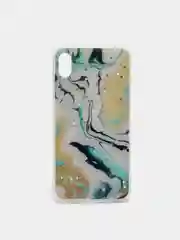 Желтый чехол для Iphone Xr, 10r с принтом мрамор