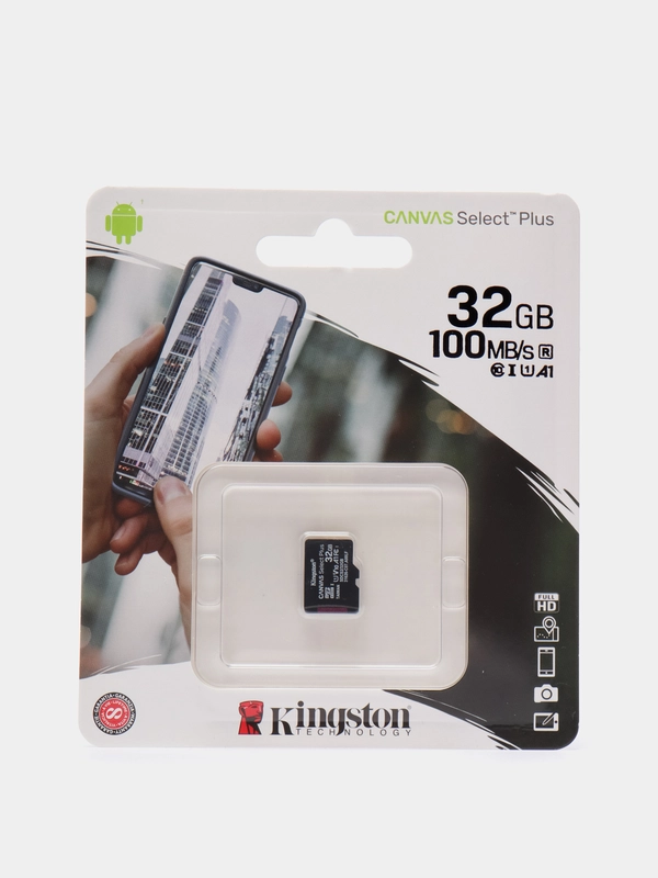 Карта памяти MicroSDHC Kingston 32 GB 100Mb/s, class 10 (без адаптера)