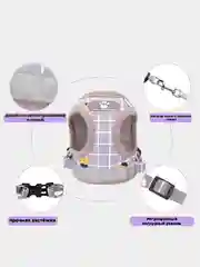 Серый шлейка для собак мелких пород, кошек и животных с поводком анатомическая прогулочная