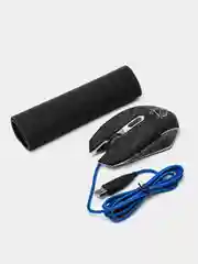 Игровая проводная мышь с подсветкой + коврик, Defender Shock GM-110L, 6 кнопок