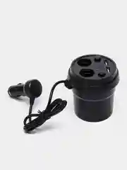 Черный разветвитель прикуривателя в подстаканник, 2 гнезда с 2 USB-портами