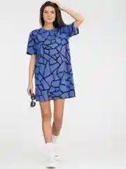 Голубой платье-футболка Oversize, короткая туника, большие размеры 42-60