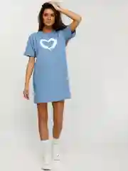 Голубой платье-футболка Oversize с принтом, короткое