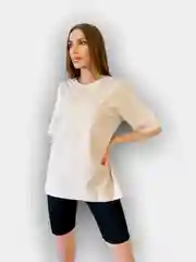 Бежевый футболка женская, однотонная, оверсайз