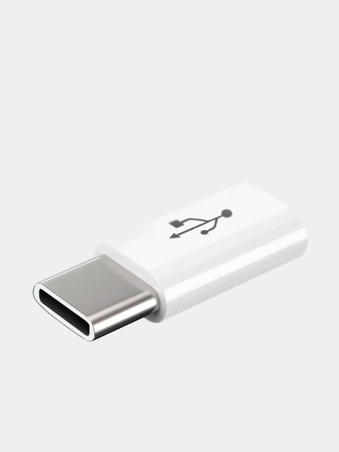 Белый адаптер переходник usb type c на micro usb otg