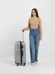 Серый чемодан на колесах, чемодан Verano, чемодан размер L, чемодан большой