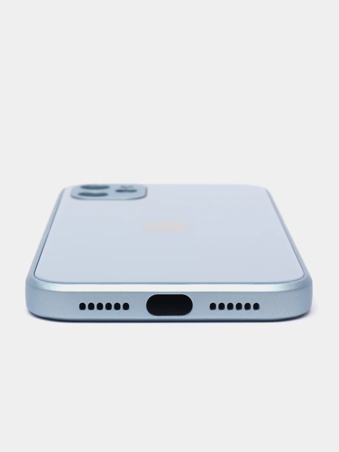 Небесно-голубой чехол силиконовый со стеклянной панелью для Apple iPhone 11 (Айфон 11)