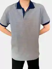 Синий меланж поло мужское