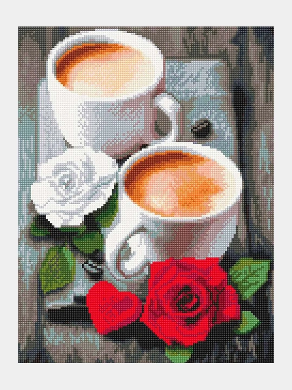 Алмазная мозаика "Кофе на двоих", 30 х 40