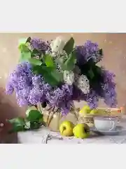 Алмазная мозаика "Сирень с яблоками" 50х60 см без подрамника