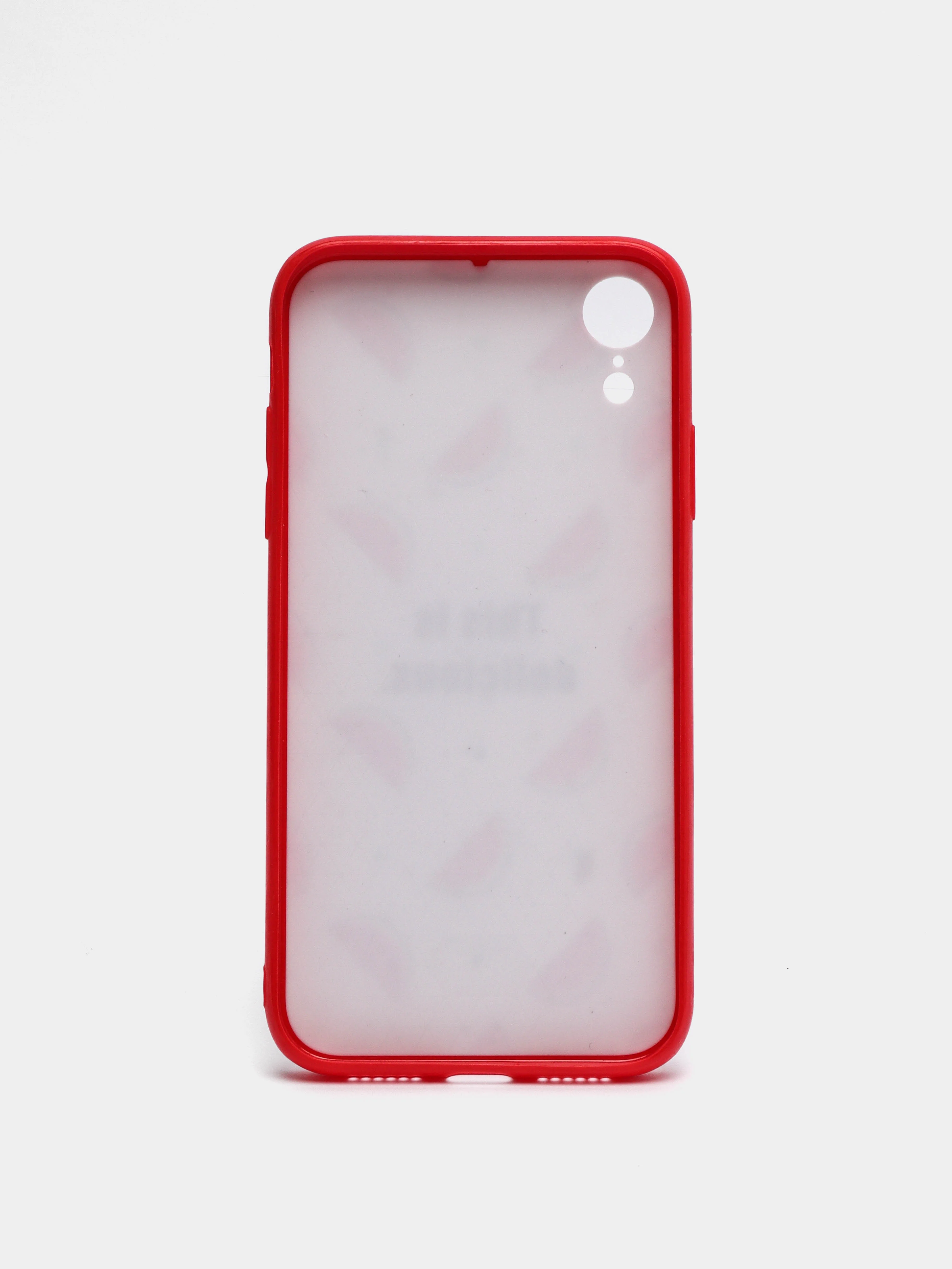 Красный чехол Apple iPhone XR белый с рисунком и цветной рамкой