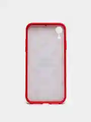 Красный чехол Apple iPhone XR белый с рисунком и цветной рамкой