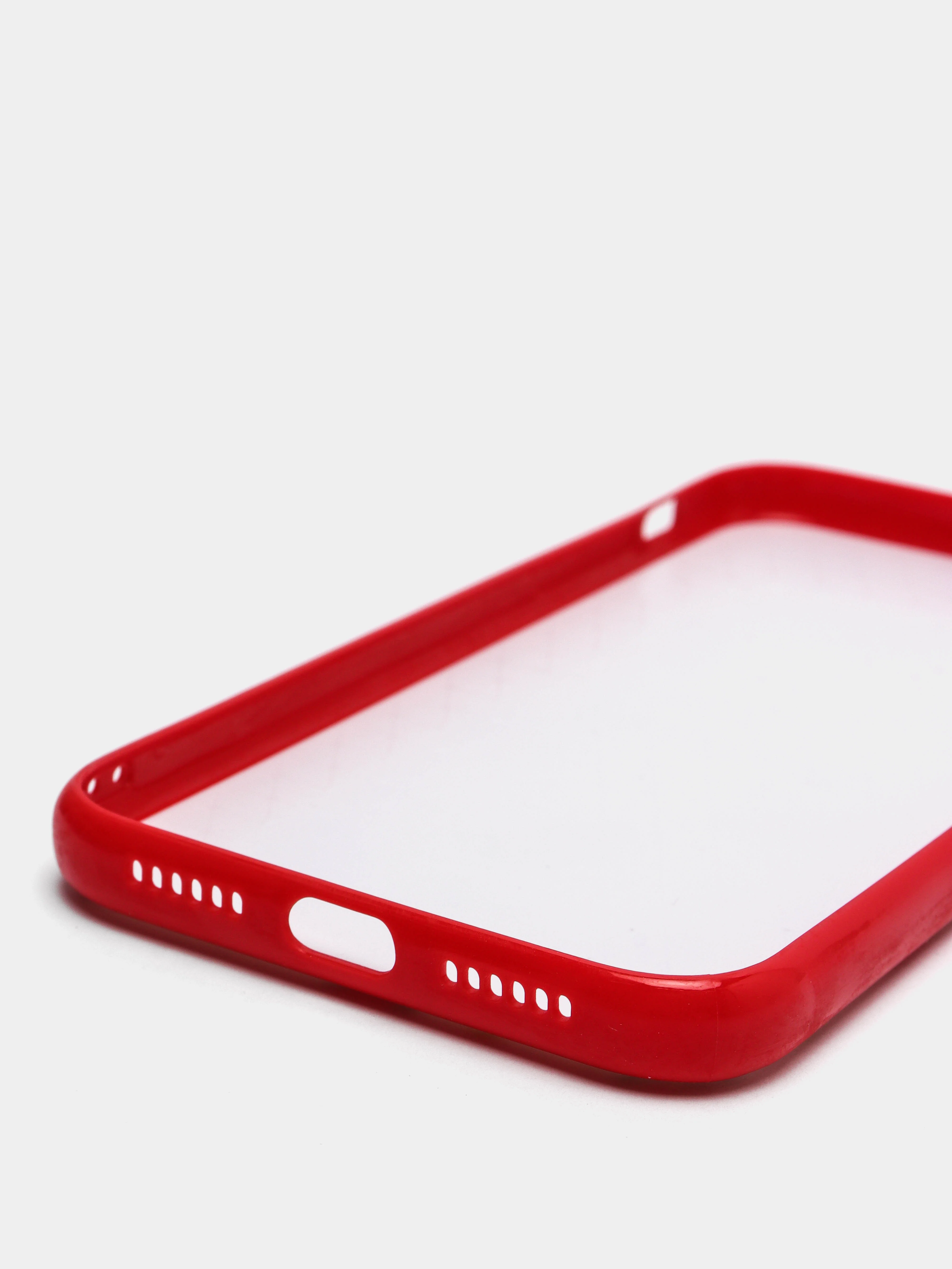 Красный чехол Apple iPhone XR белый с рисунком и цветной рамкой