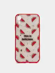 Красный чехол Apple iPhone XR белый с рисунком и цветной рамкой