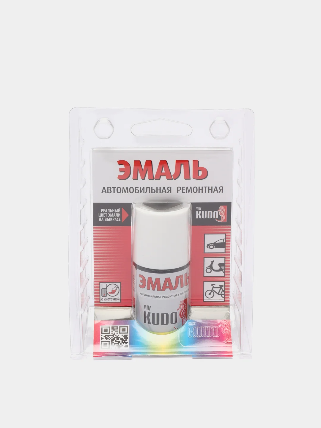 1К, черная, матовая, KUDO, эмаль, автомобильная, ремонтная, с кисточкой