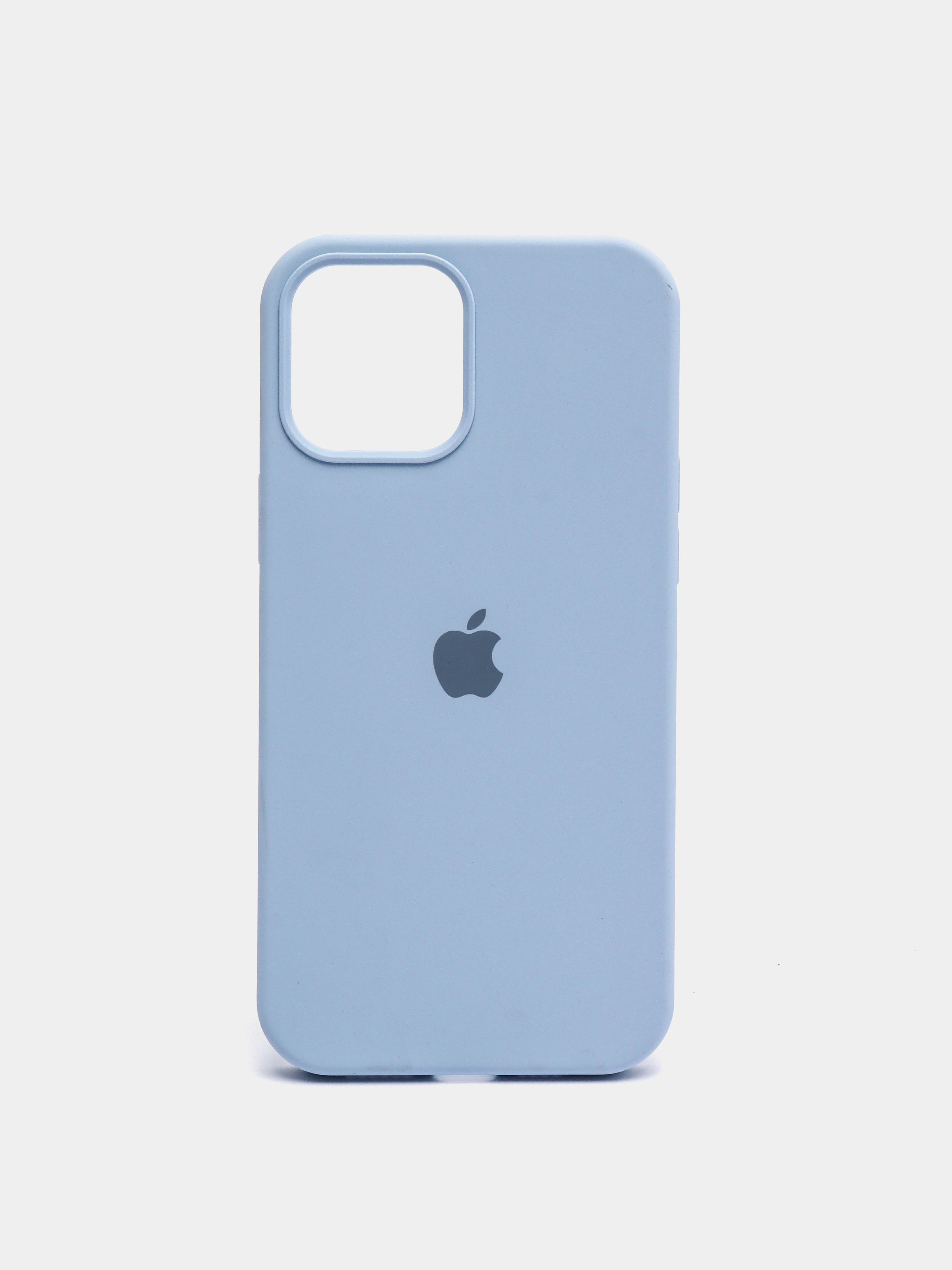 Голубой чехол для iPhone 12 Pro Max 6.7" Silicone Case закрытый низ с логотипом