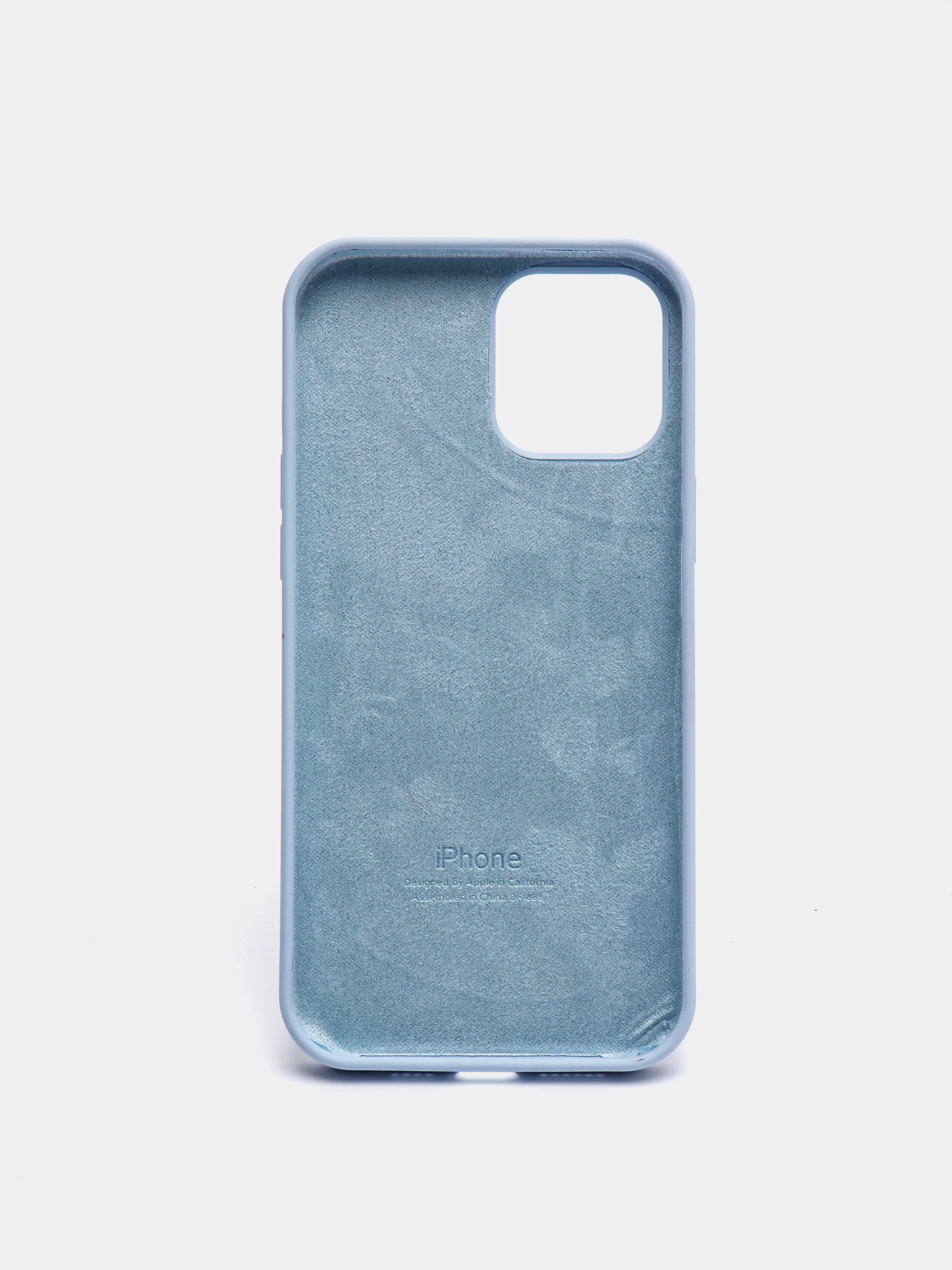 Голубой чехол для iPhone 12 Pro Max 6.7" Silicone Case закрытый низ с логотипом