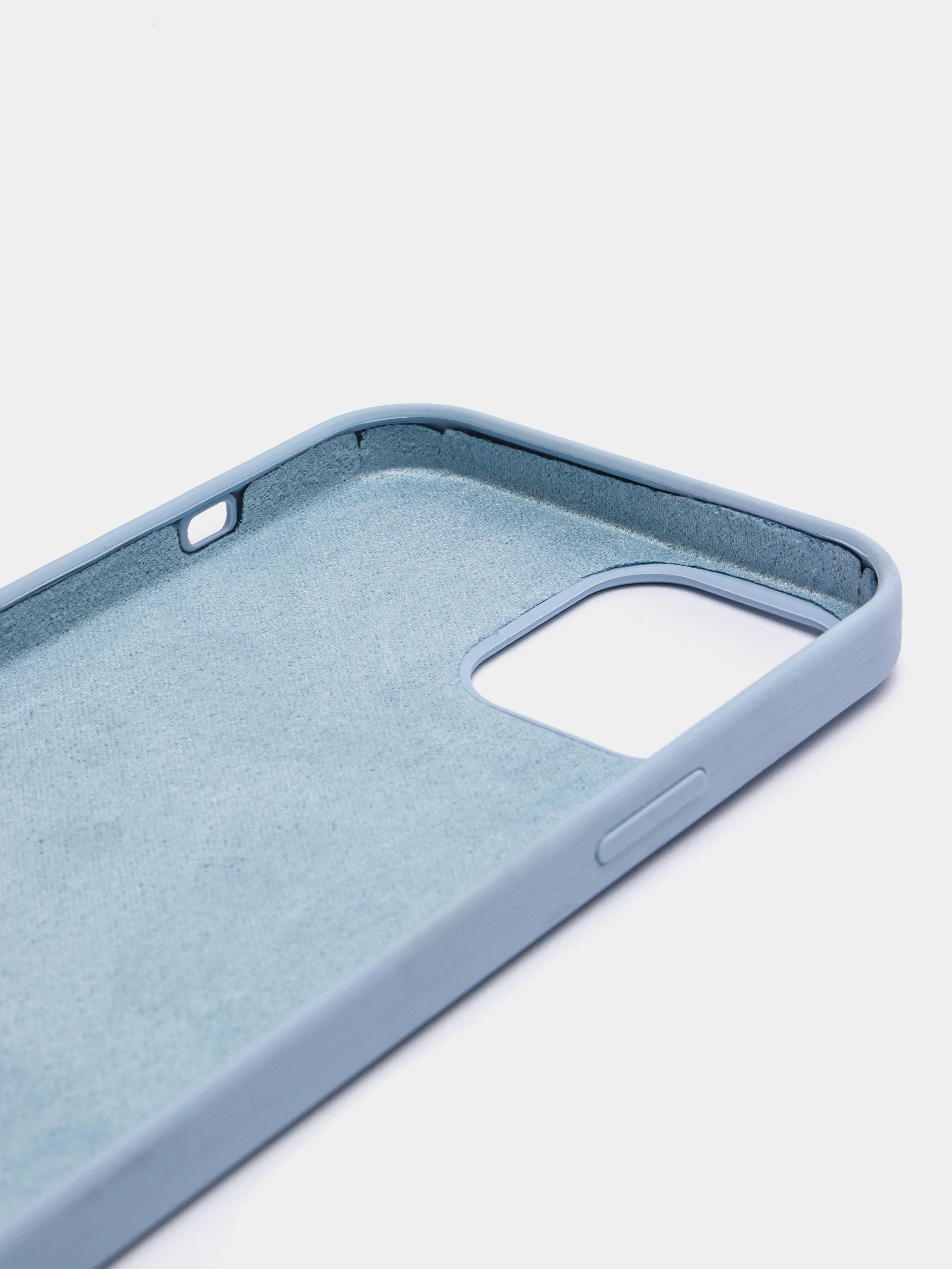 Голубой чехол для iPhone 12 Pro Max 6.7" Silicone Case закрытый низ с логотипом