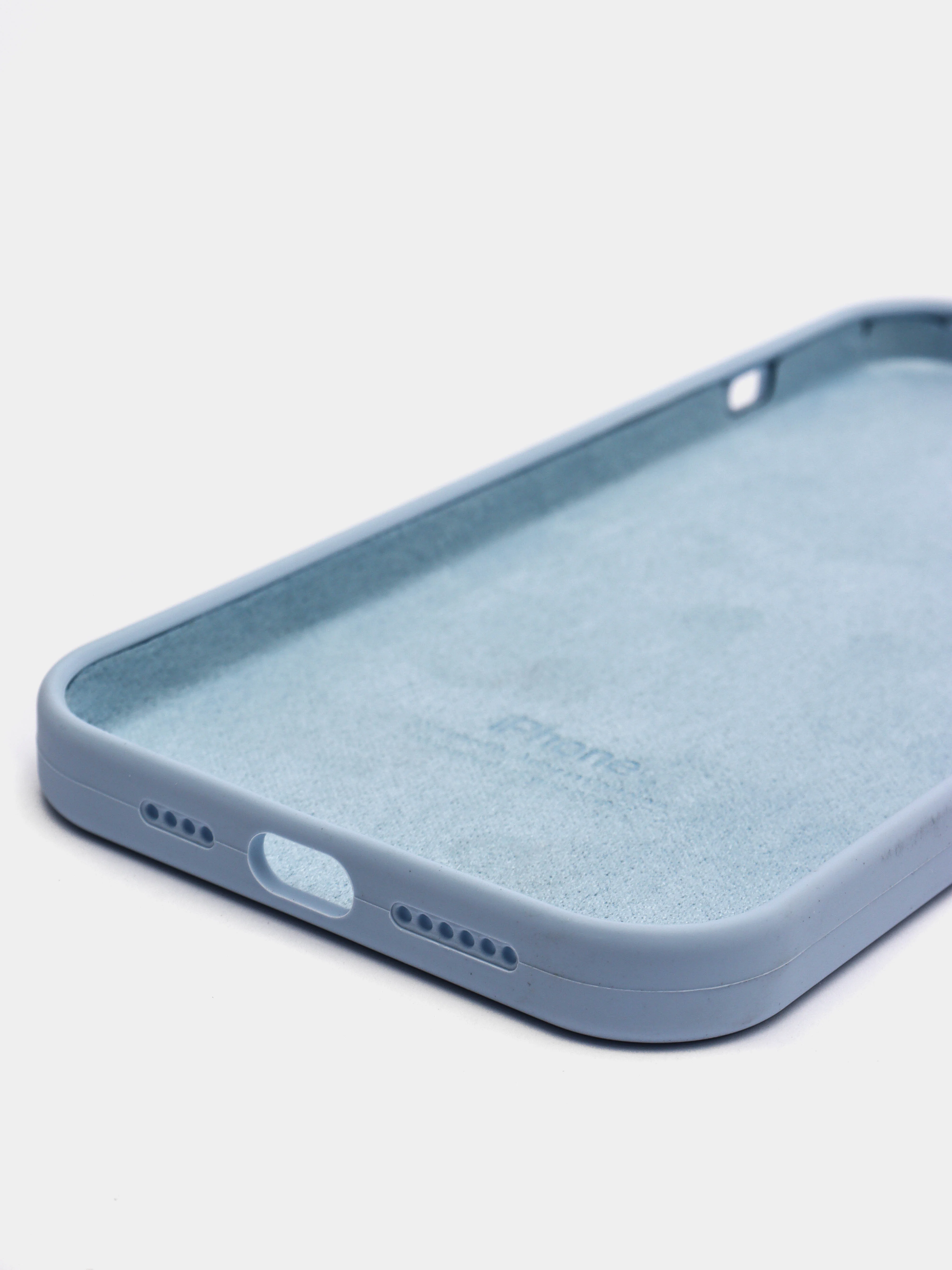 Голубой чехол для iPhone 12 Pro Max 6.7" Silicone Case закрытый низ с логотипом
