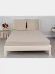 Молочный комплект постельного белья, однотонный, бязь 1,5/2/2-спальный, с евро простыней, евро, семейный