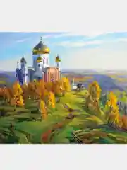 Алмазная мозаика "Белый храм" 40*50 см на подрамнике