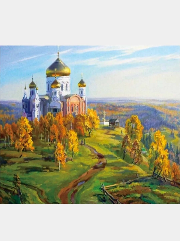 Алмазная мозаика "Белый храм" 40*50 см на подрамнике