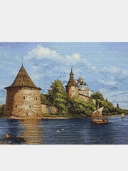 Алмазная мозаика Псковский кремль, 50х40 см, Cristyle