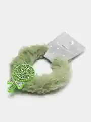 Зеленый меховая резинка для волос