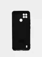 Черный чехол для Realme C21 силиконовый, имитация кожи