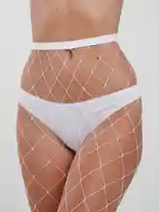 Белый колготки в сетку, женские