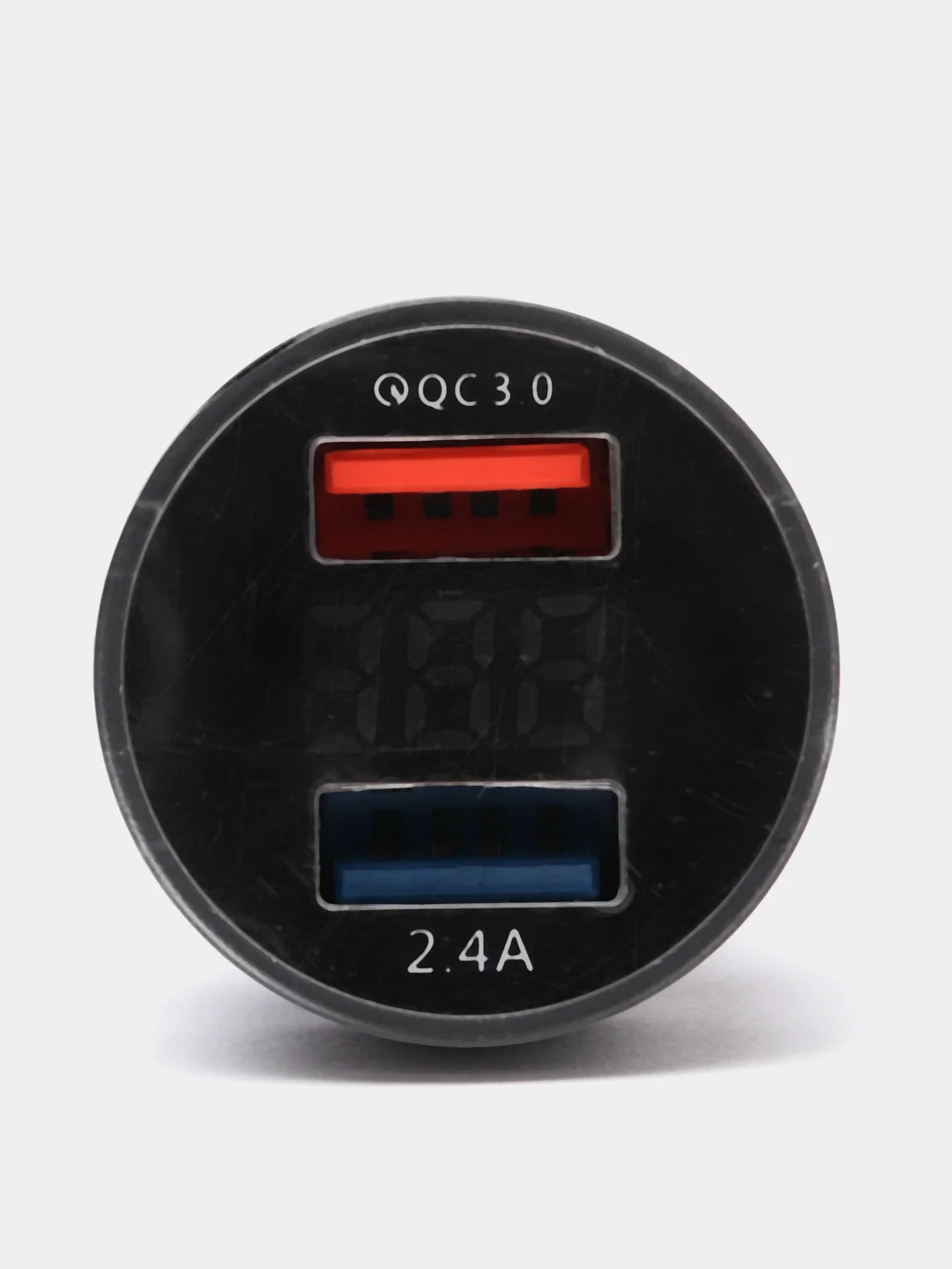 Черный автомобильное зарядное устройство, 2USB, QC3 (быстрая зарядка) и 2,4А