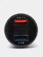 Черный автомобильное зарядное устройство, 2USB, QC3 (быстрая зарядка) и 2,4А