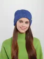 Индиго шапка женская, вязаная