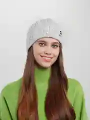 Серый меланж шапка женская, вязаная