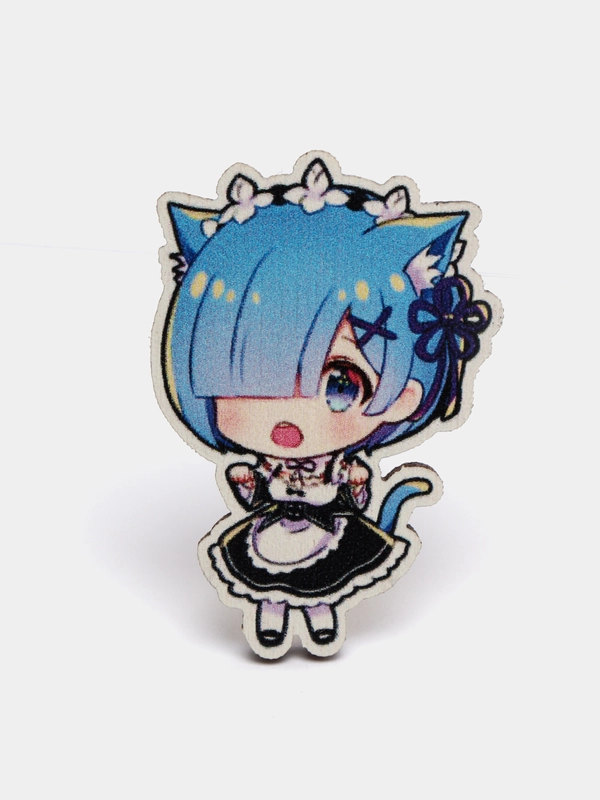 Значок деревянный по аниме "Re:Zero. Жизнь с нуля в альтернативном мире"