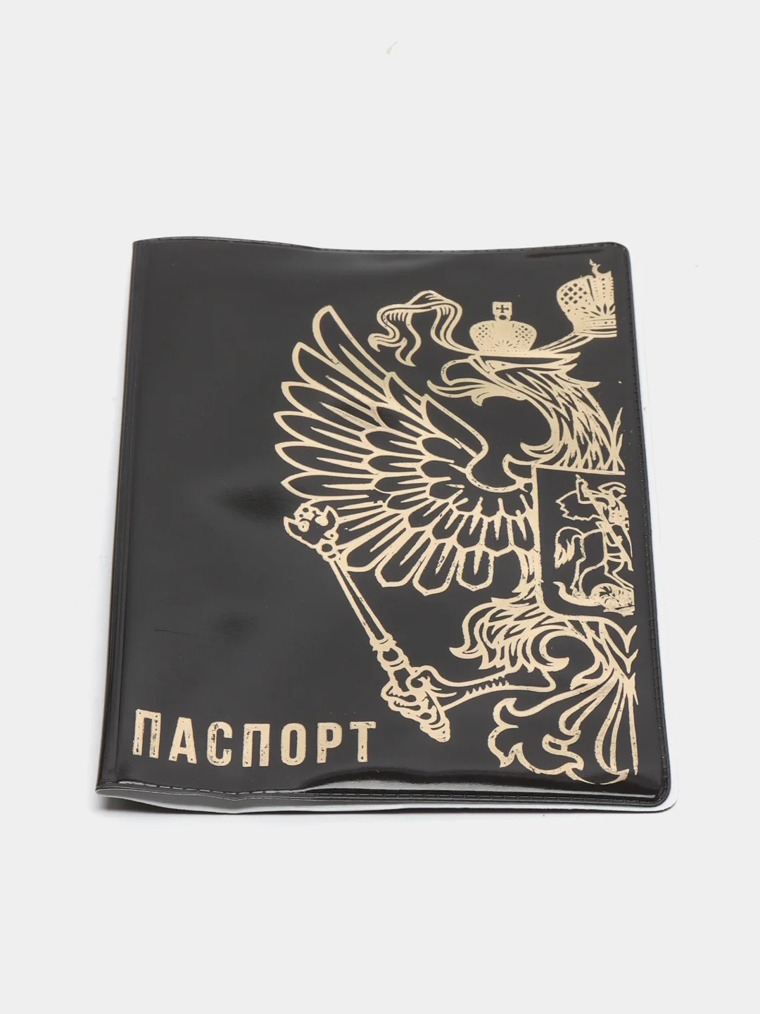 Черный обложка на паспорт "Герб", "Классика"
